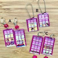 E. Vintage Tin Earrings – Pink Windows