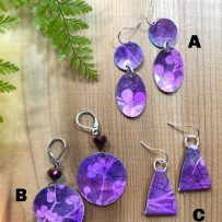 Vintage Tin Earrings – Purple Cherry Blossoms 3 Ways