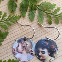 E. Vintage Tin Earrings Happy Cherubs