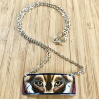 Eyes of the Wolf Repurposed Commemorative Patron Tequila Tin Necklace