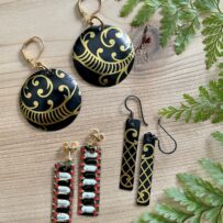 Vintage Tin Black & Gold Earrings 3 Ways
