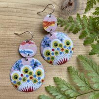Vintage Tin – Pink Floral Inspired 2 Disc Earrings