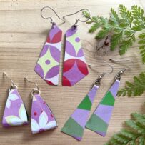 E. Vintage Tin Earrings Bold Graphics 3 Ways