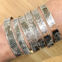 Repurposed Platter Cuff Bracelets Bright Silver, Antique Silver, Brass THIN