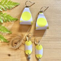 Yellow Pop of Color Vintage Tin Earrings 2 Ways