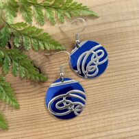 Vintage Tin Blue with Silver Swirl Earrings