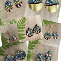 Vintage Tin Mosaic Inspired Multicolored Earrings