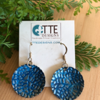 Vintage Tin Blue Reptile Textured Earrings