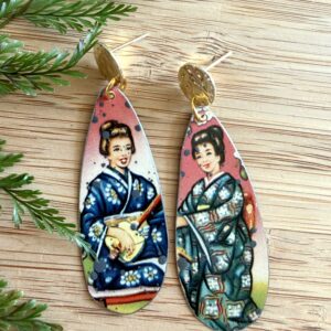 Recycled Vintage Tin Earrings Japanese Dreams