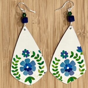 Vintage Tin Earrings - Rainbow Garden- Cool Tones Large