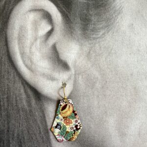 Vintage Tin Earrings - Flower Power Trapezoids