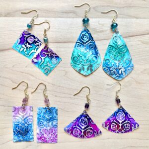 Vintage Tin Earrings - Watercolor Inspiration