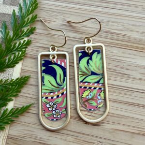 Vintage Tin Brushed Gold Windowpane Earrings