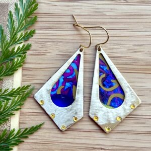 Stained Glass Inspired - Vintage Tin Earrings -