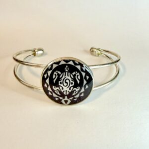 Vintage Tin Cuff Bracelet Under Resin -Tribal Turtle