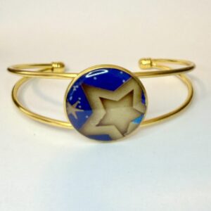 Vintage Tin Cuff Bracelet Under Resin - A Star is Born