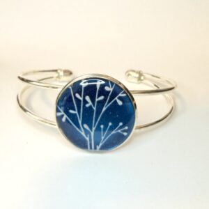 Vintage Tin Cuff Bracelet Under Resin -Winter Branches