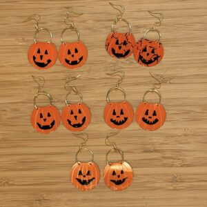 Vintage Tin Earrings - Candy Bucket Pumpkins