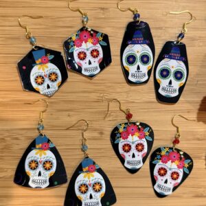 Vintage Tin Earrings - Day of the Dead /Dia de Muertos